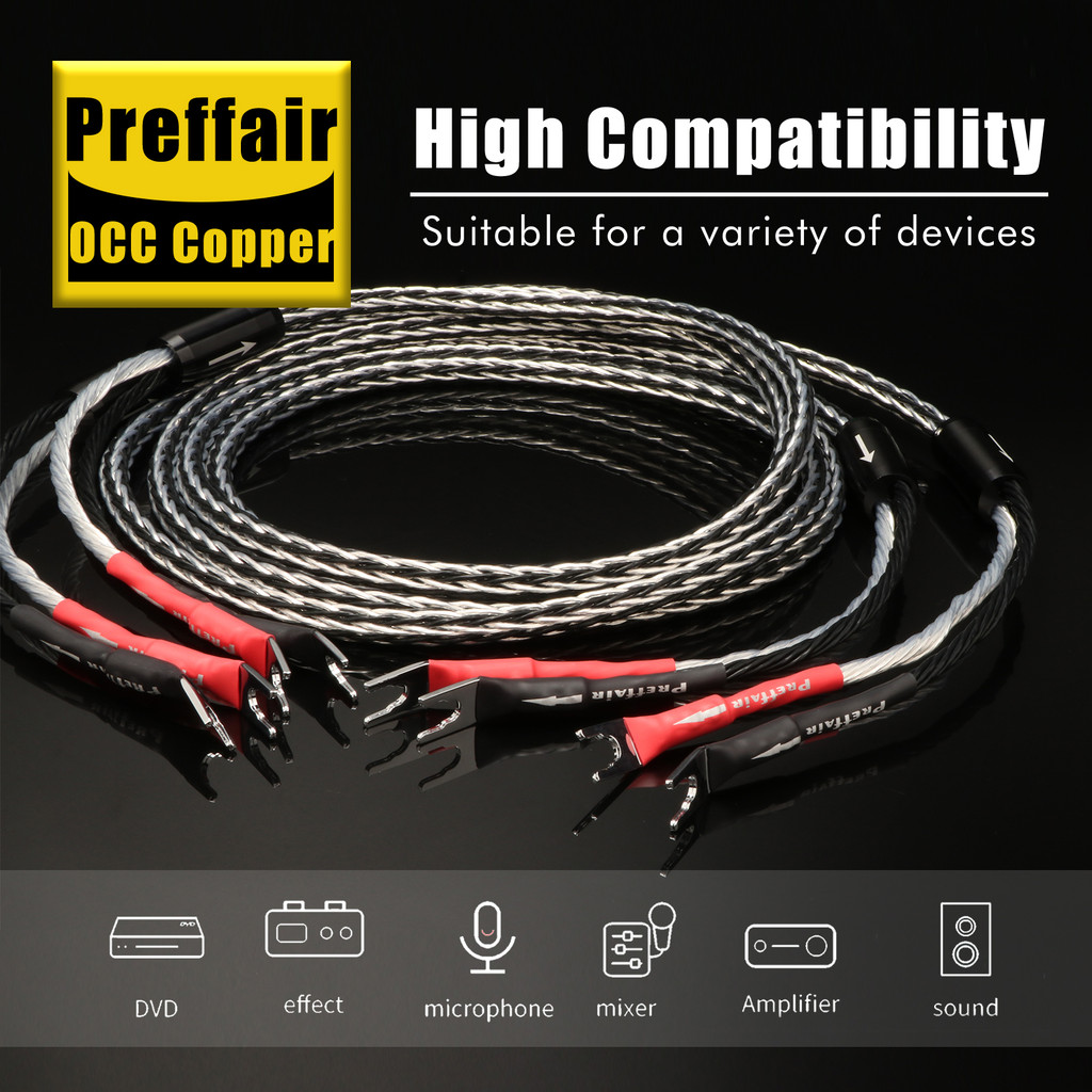 16cores 7N OCC สายลําโพงทองแดง Audiophile Y Plug/Banana Plug สายลําโพงสําหรับเครื่องขยายเสียง
