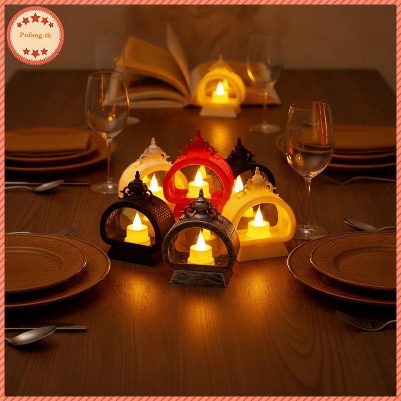 PUFANG Retro Flameless LED จําลองเทียนโคมไฟแขวนเครื่องประดับห้องเด็กเนอสเซอรี่ Home Warm Decor TH