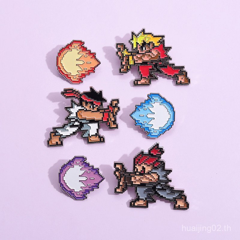 Street Fighter Street Fighter Pixel สไตล์เข็มกลัด Longken Fighter Fluctuation Fist Creative โลหะ 1WT