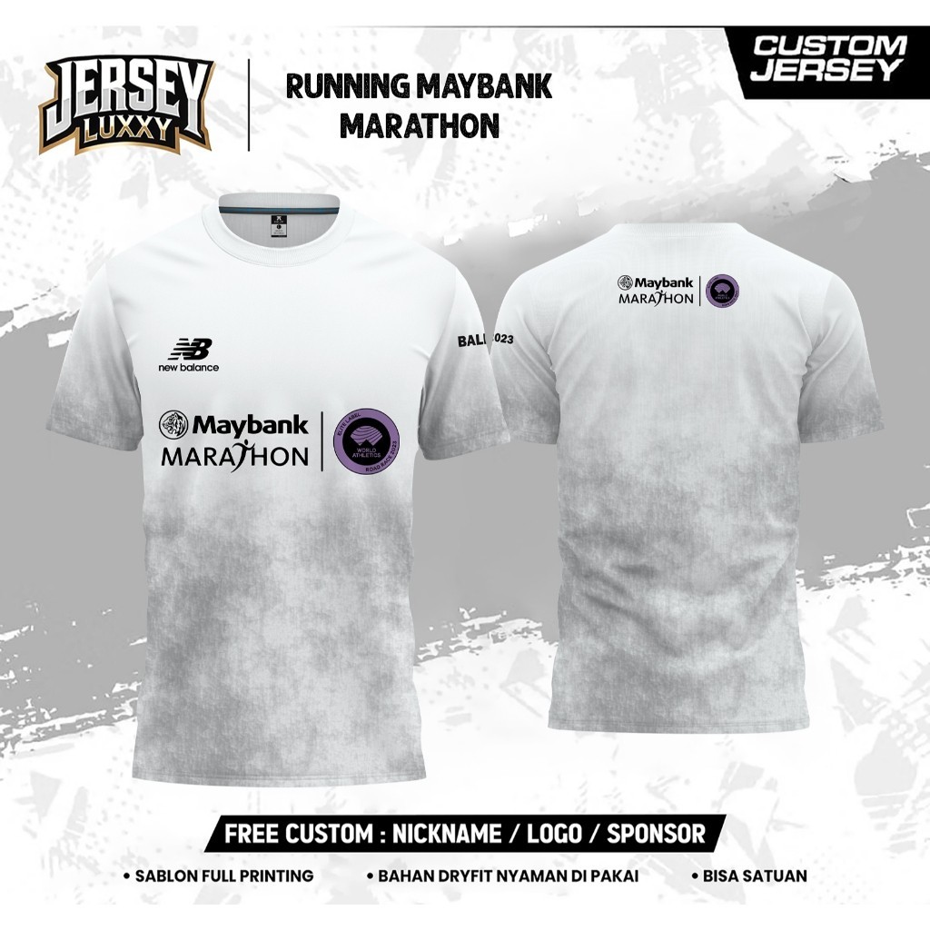 MAYBANK MARATHON SHORT RUNNING Jersey ฟรีหมายเลขชื่อและหลังแบบกําหนดเอง พิมพ์เต็ม