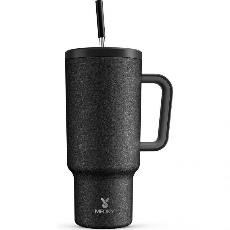 Meoky40ozTumblerwithHandle, Leak-proofLidandStraw, InsulatedCoffeeMugS SteelTravelMug,Coldfor34Hours