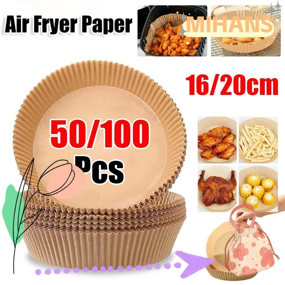 MIH 20/50/100 ชิ้น Air Fryer กระดาษ,น้ํามันกันน้ําเบเกอรี่,ทนทาน Non-Stick Disposable Baking Liner สําหรับ Steamer มัฟฟิน Cupcake