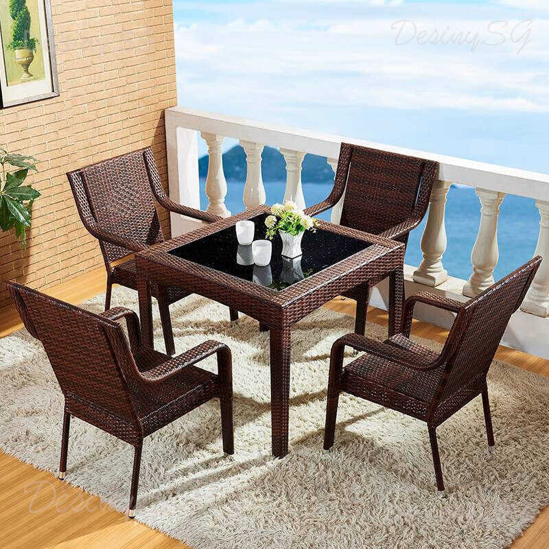 Rattan Outdoor Chair Garden Table and Chair Set Rattan Woven Seat Courtyard Chair Outdoor Rattan Cha