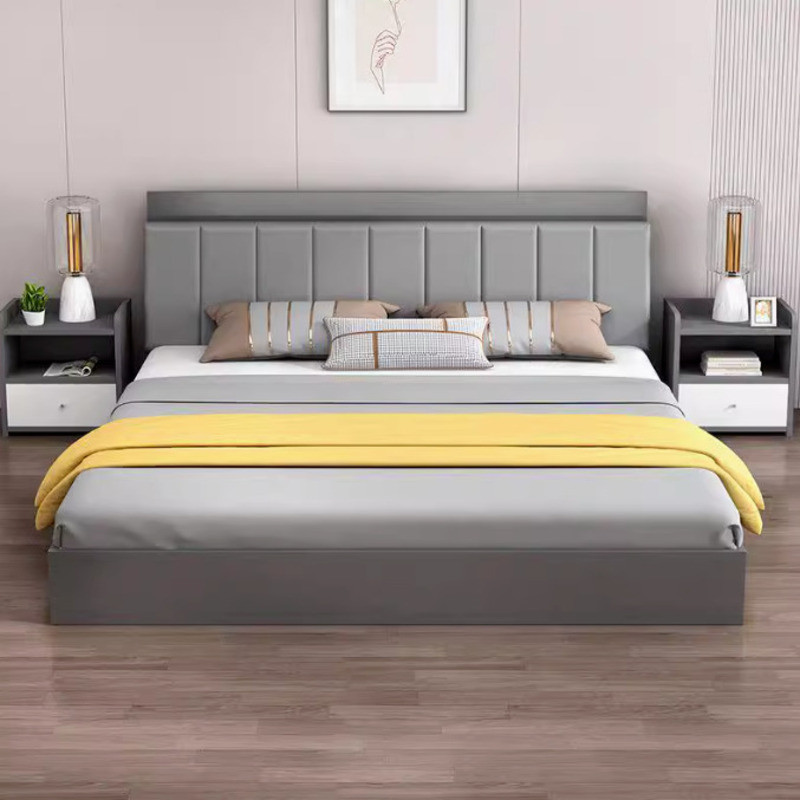 Bed Frame Solid Wooden Bedroom Soft Package With Mattress Double Bed