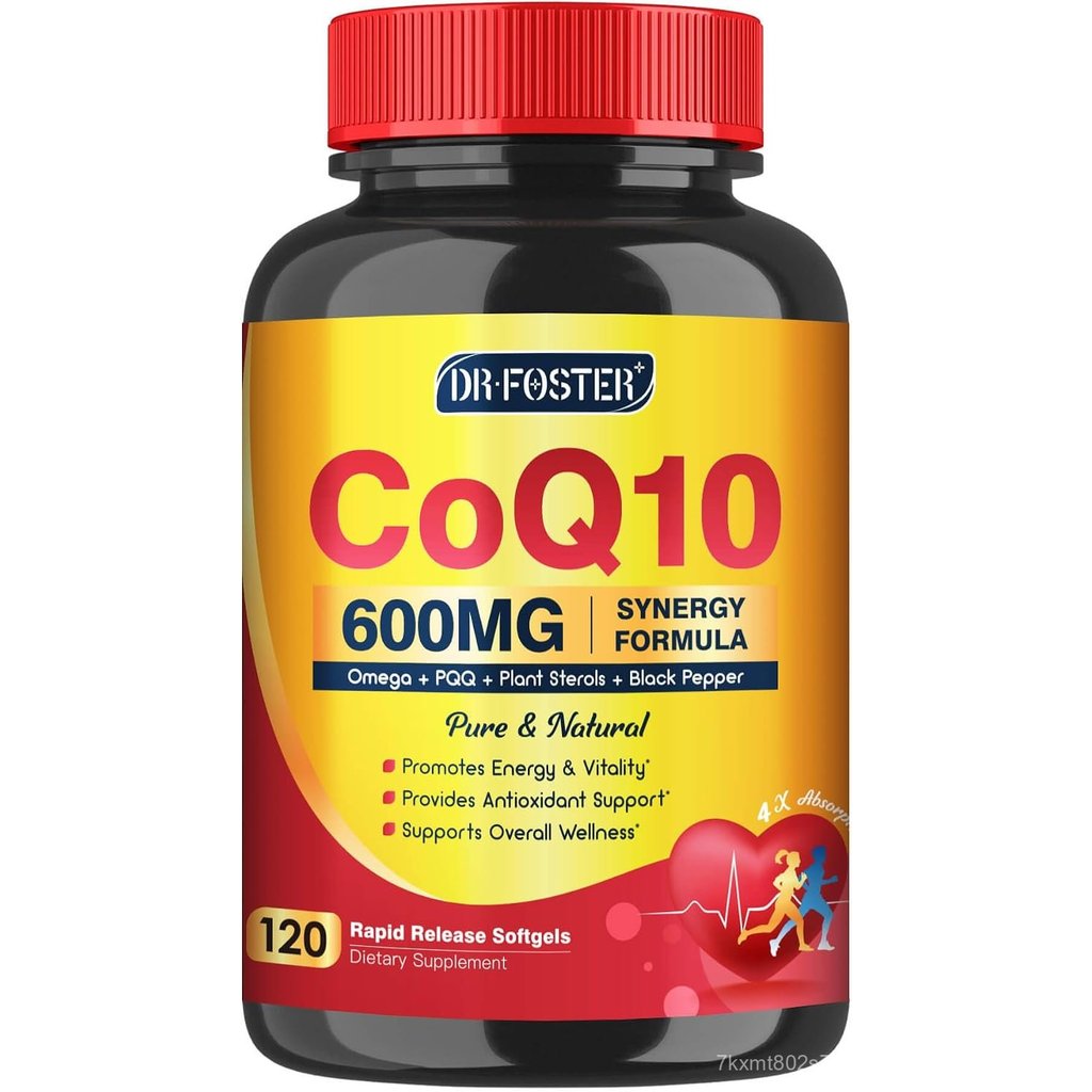 DRFOSTER CoQ10 600 mg โคเอนไซม์ Q10 ความเข้มข้นสูง ผลิตภัณฑ์เสริมอาหาร, 120 ซอฟต์เจล