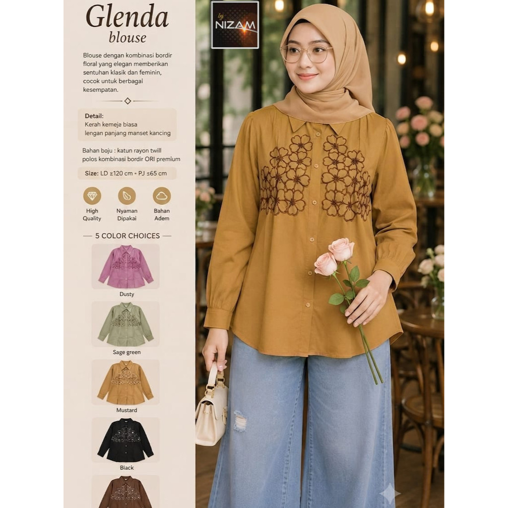 0709 GLENDA BLOUSE โดย NIzAM DAILY WEAR FASHION HIJAB STORE // NOVIISTUFF
