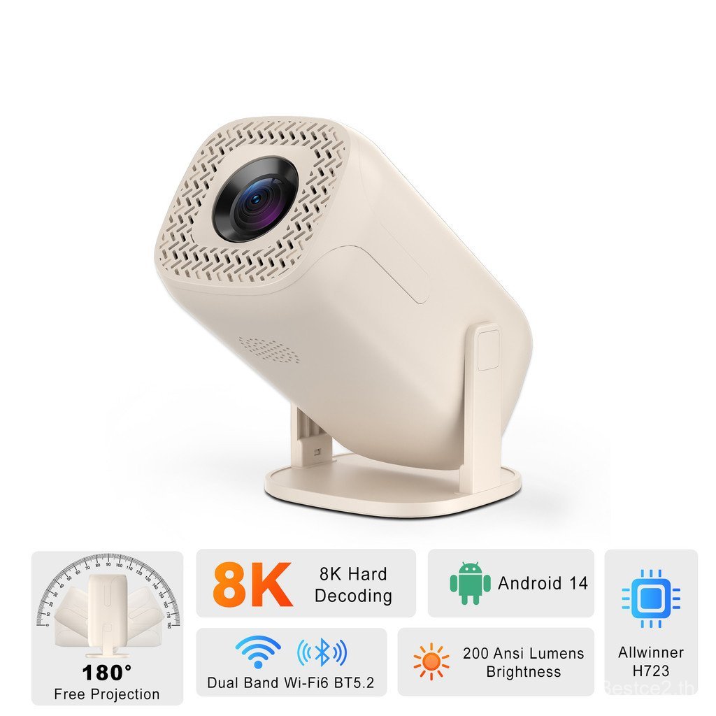 V5 โปรเจคเตอร์ Android 14 Home HD 8K แบบพกพา LCD Ultra HD หน้าจอเดียวกัน V2 โปรเจคเตอร์