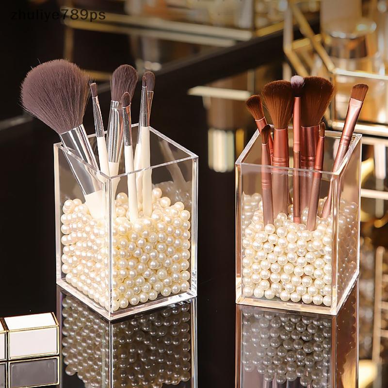 Zhuliye789ps] Make Up Organizer แปรงแต่งหน้าพลาสติกหม้อเก็บอะคริลิคสําหรับผู้ถือเครื่องสําอางโต๊ะเคร