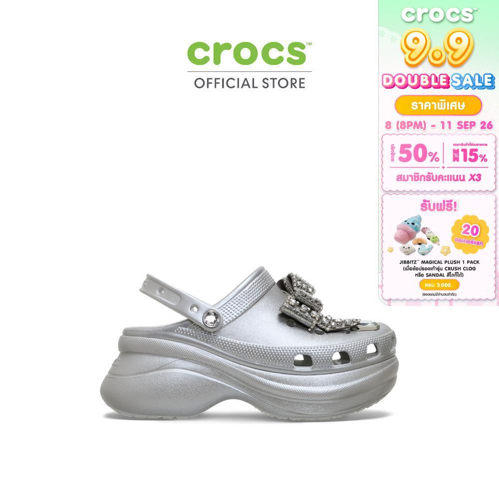 CROCS รองเท้าลำลองผู้หญิง BAE BEDAZZLED BOWS CLOG - SILVER