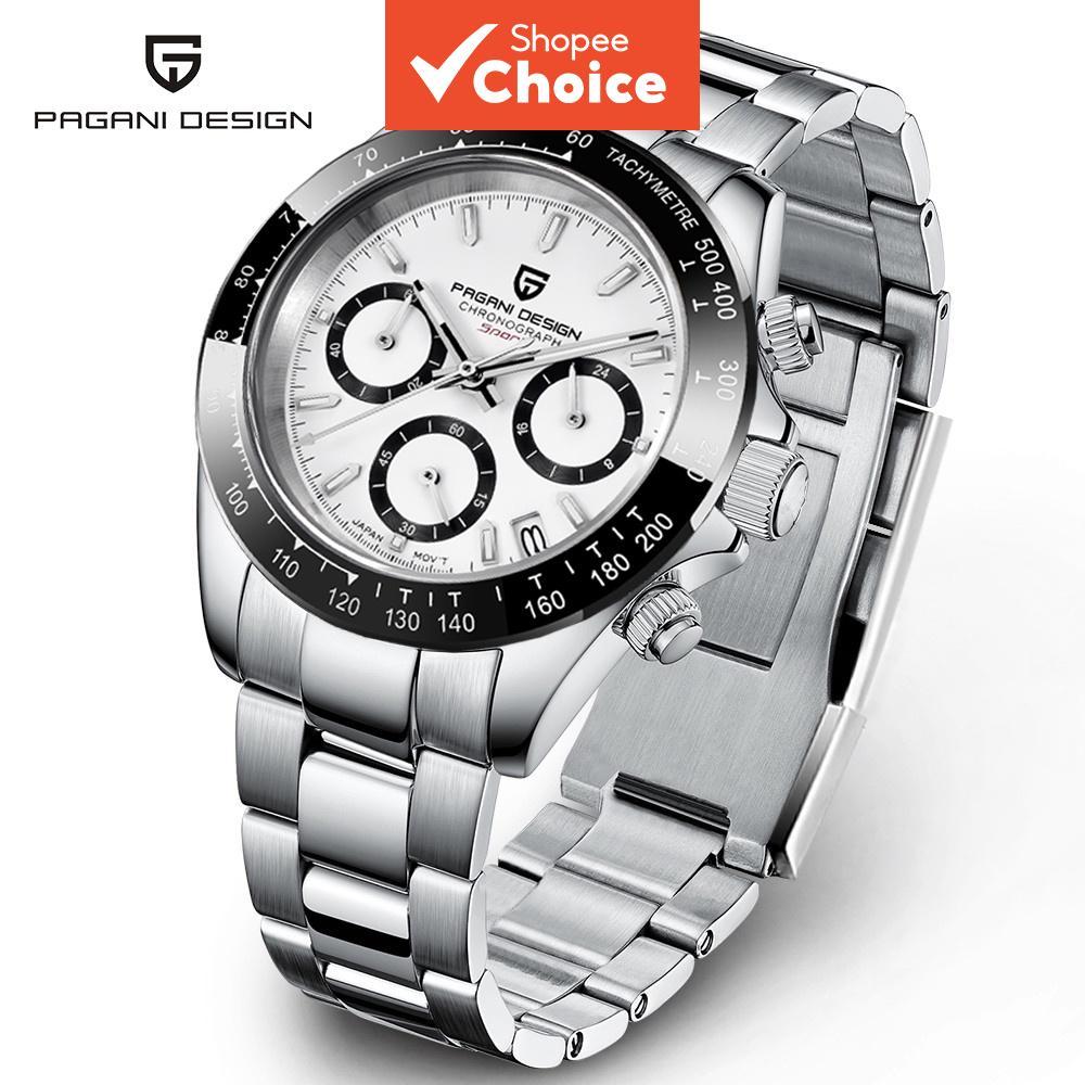 Pagani Design Mens Sports Quartz silver Watch Sapphire Glass สแตนเลสกันน้ํา Chronograph Pd1644