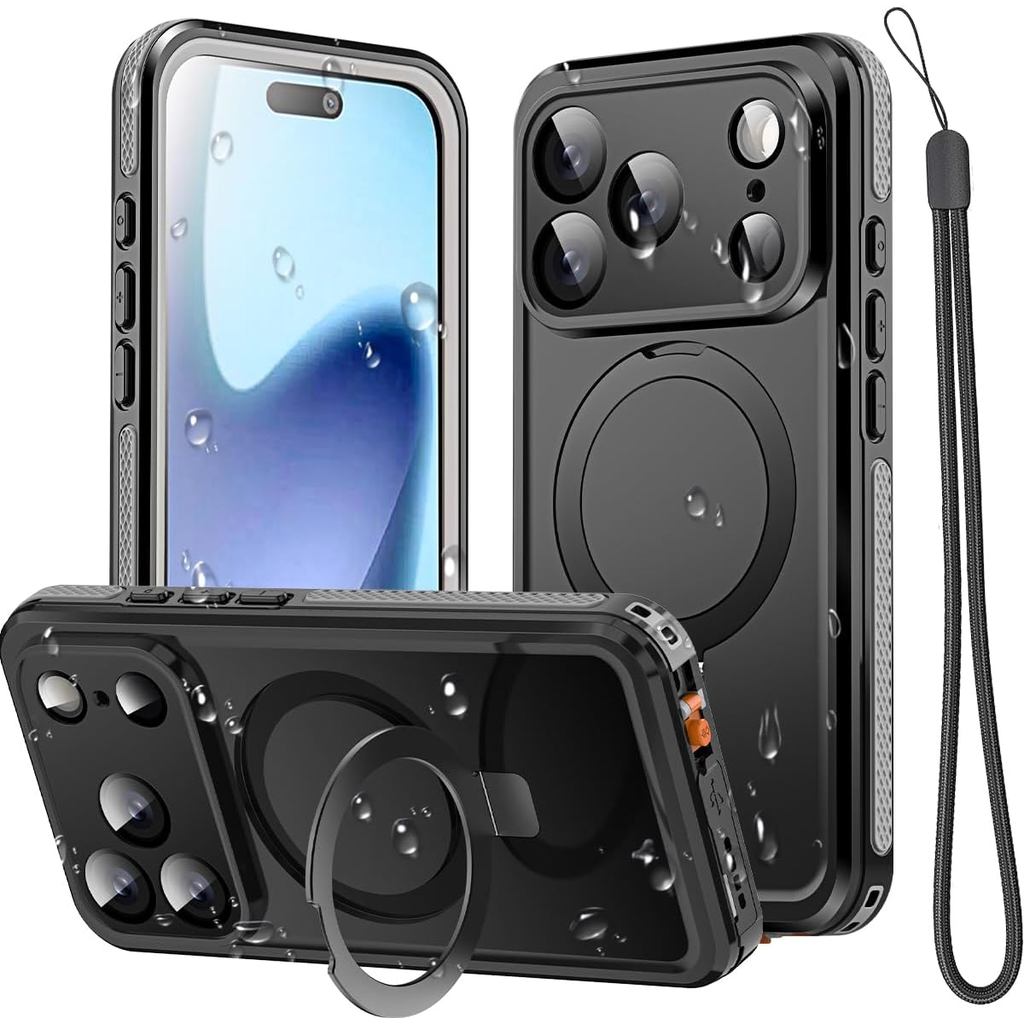 สําหรับ iPhone iPhone 18 Pro Max/17 Pro Max/17 Air/16 Pro Max/16 Plus/15 Pro Max IP68 กันน้ําแม่เหล็