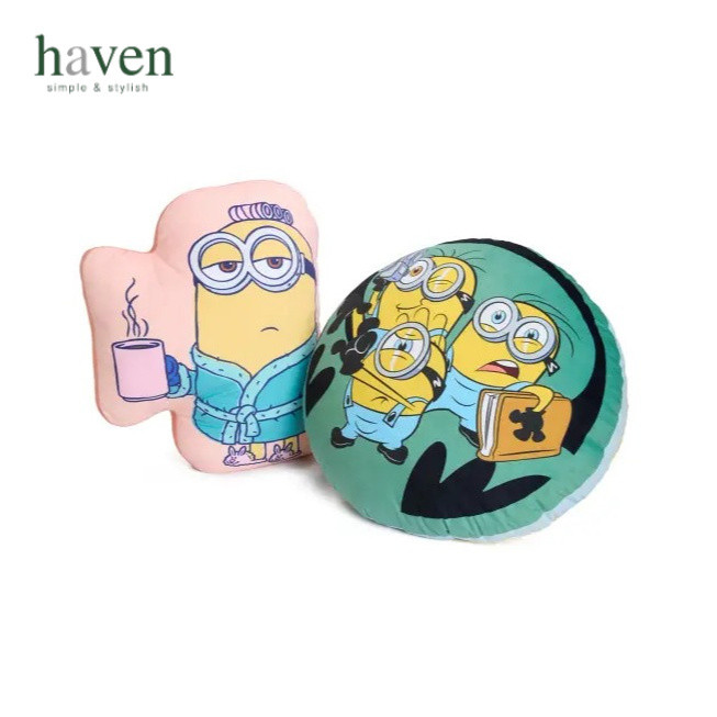 Haven หมอนอิง Minions  ผลิตจากเนื้อผ้าคุณภาพดี เนื้อนุ่ม ให้ความนุ่มสบายเมื่อสัมผัส