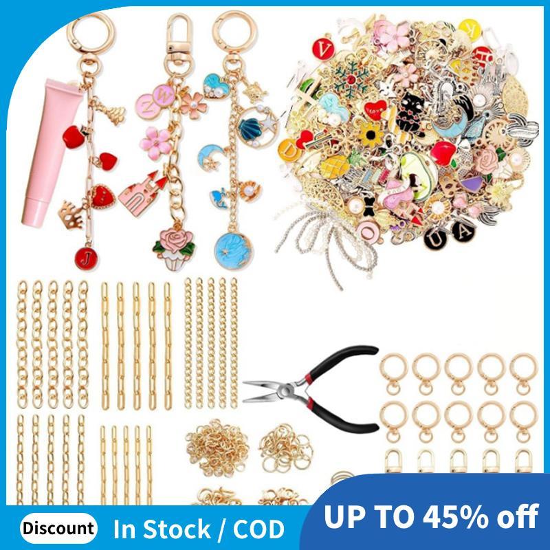 325pcs Charm เครื่องประดับทําหัตถกรรมกระเป๋า Charm ชุดรวม 20 พวงกุญแจคลิป 25 Extender CHAIN 118 Char