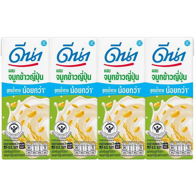 ดีน่านมถั่วเหลืองยูเอชทีจมูกข้าวญี่ปุ่นน้ำตาลน้อย 180มล. แพค 4 DNA UHT Soy Milk Bio Gaba Low Sugar 180ml. Pack 4