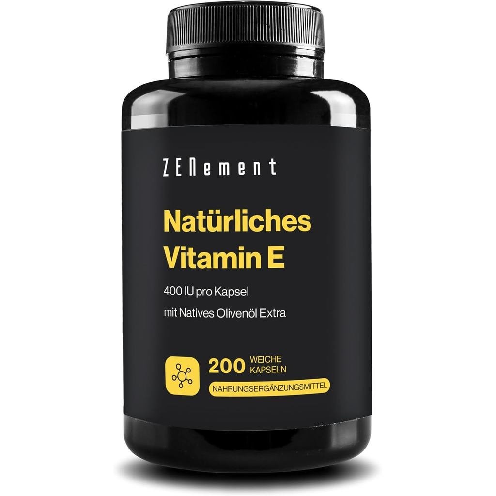 Natural Vitamin E 400 IU - D-Alpha Tocopherol - Antiox - 200 แคปซูล