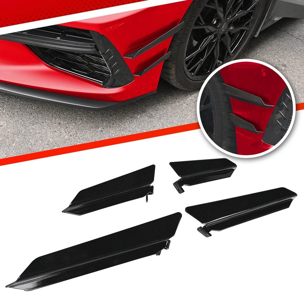 4pcs รถกันชนหน้าด้านข้าง Guards Wing Trim Strip ชุดสําหรับ Corvette C8 Stingray Z51 C8.R Convertible