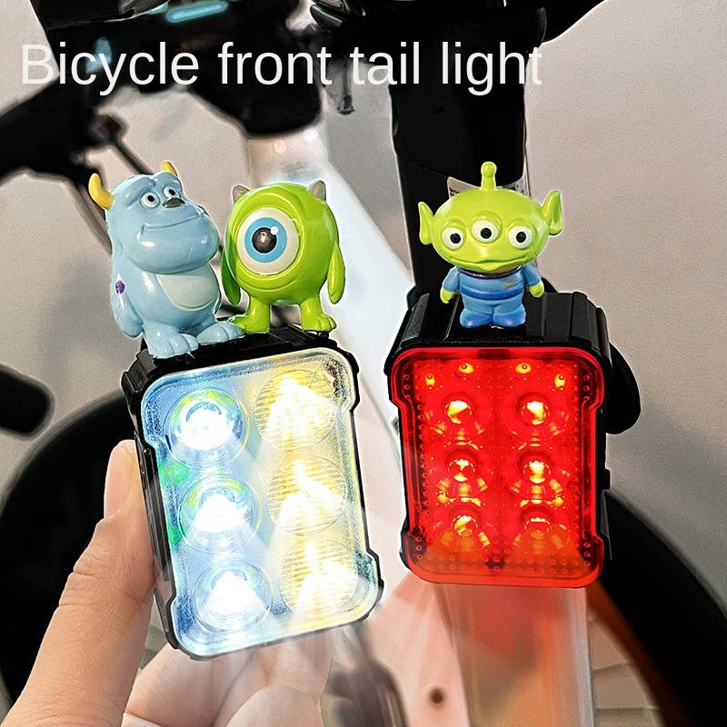 Bicycle Light Bicycle Headlight Strong Light Night Riding Taillight Cute Cartoon Light Bicycle Light