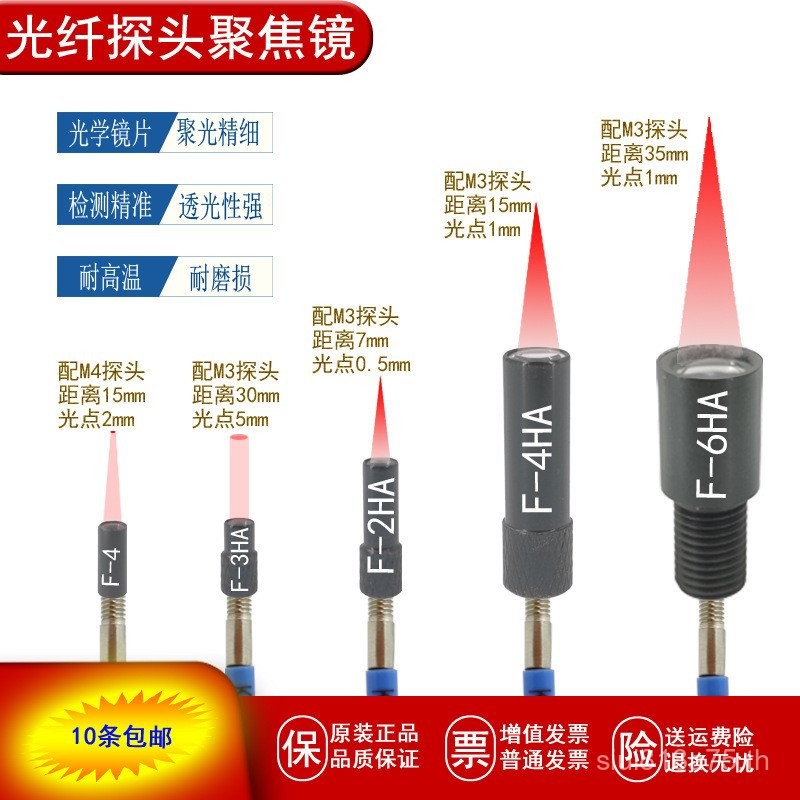 Optical Fiber Amplifier Probe คอนเดนเซอร์ F-2HA F-3HA F-4HA F-6HA เลนส์โฟกัสไฟเบอร์ออปติก M3 เลนส์ X