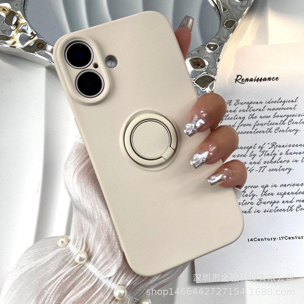 Apple 16promax เคสโทรศัพท์ซิลิโคนเหลว Bracket Soft Case เหมาะสําหรับ iphone16promax Frosted Shock-pr