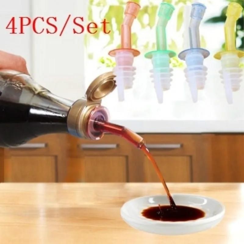 4 ชิ้น/เซ็ต Whisky เหล้าน้ํามันขวดไวน์ Pourer หมวก Spout Stopper ปาก Dispenser Bartender Home Bar Party อุปกรณ์เสริม