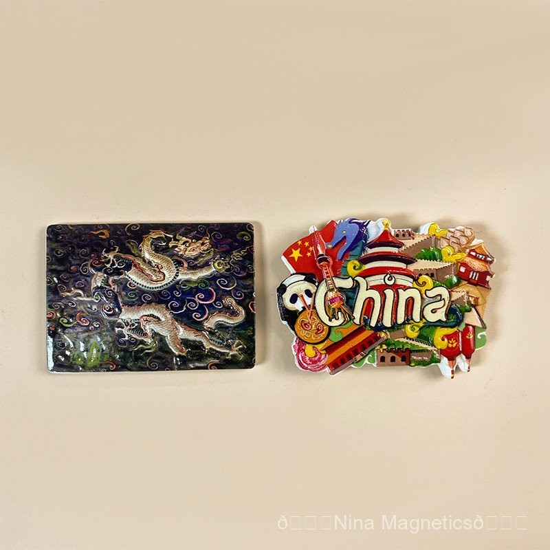 จีนเมืองแลนด์มาร์คทางวัฒนธรรมสร้างสรรค์ตู้เย็นสติกเกอร์แม่เหล็กของที่ระลึกการท่องเที่ยวบ้านประณีตตกแต่งของที่ระลึก