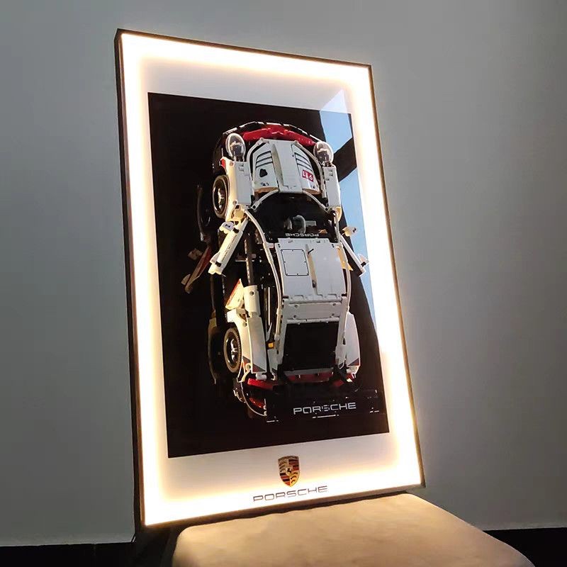 พร้อมไฟ LED Lego Benz F1 Building Block กรอบรูปจอแสดงผลติดผนังอลูมิเนียมกรอบรูป 3d สาม-20251013
