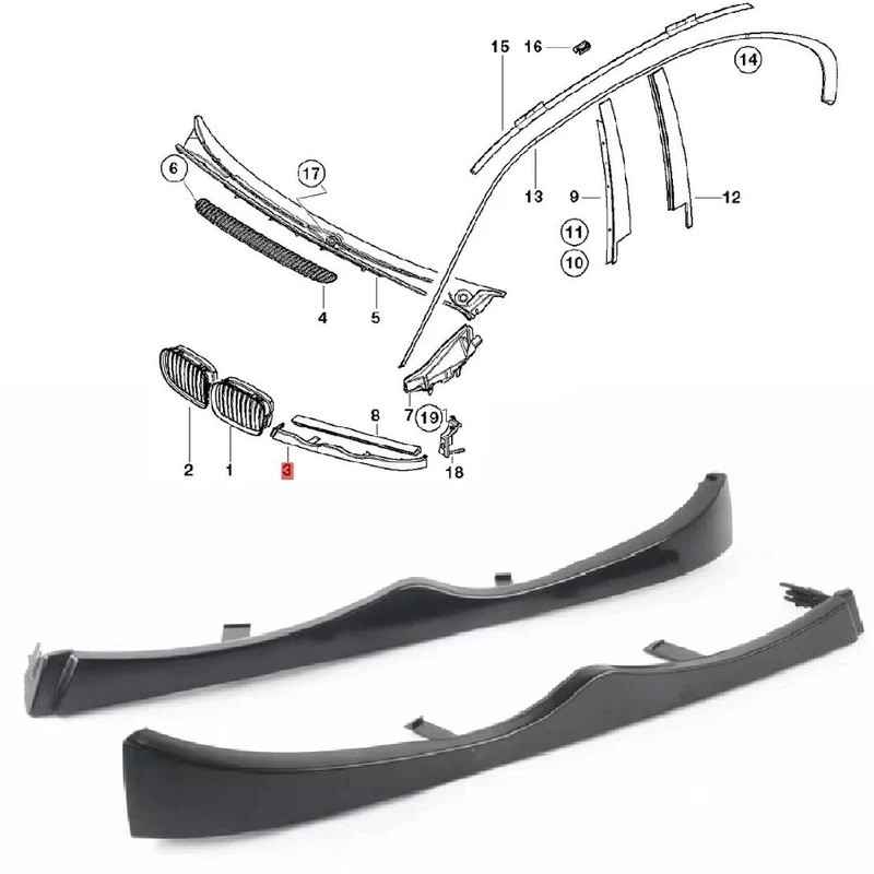 1 PC รถด้านหน้าภายใต้ไฟหน้าฝาครอบ Trim ซ้าย/ขวาสําหรับ BMW E46 330i 330Xi 325i 325Xi 2001-2005 51137