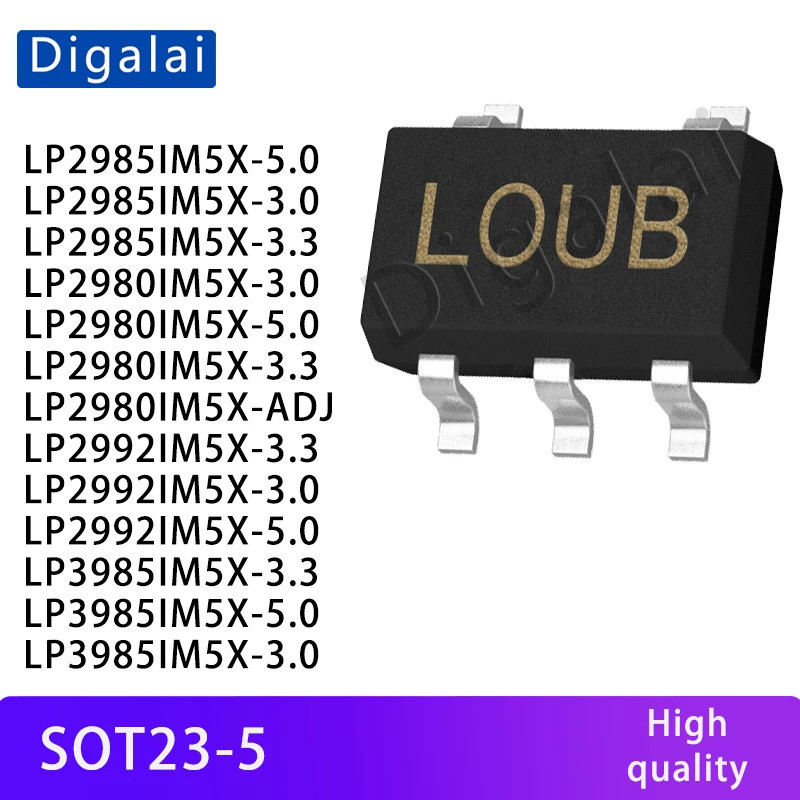 5PCS LP2985IM5X LP2980IM5X LP3485IM5X LP2992IM5X LP3985IM5X -5.0 -3.00 -ADJ SOT23-5 LDO Linear regul
