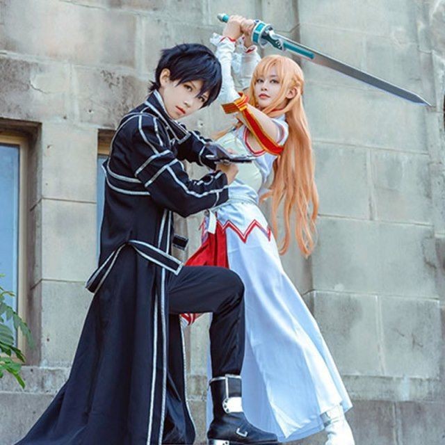 เครื่องแต่งกาย_cosplay_อนิเมะ_Kirito พร้อมแจ็คเก็ตและวิกผม สไตล์_anime_cosplay