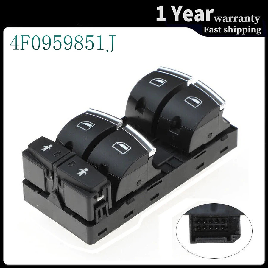 ปุ่มสวิตช์ยกกระจกหน้าต่างไฟฟ้าพร้อมโครเมียมสําหรับ Audi A6L Q7 2006-2015 อุปกรณ์ตกแต่งรถยนต์ 4F0 959