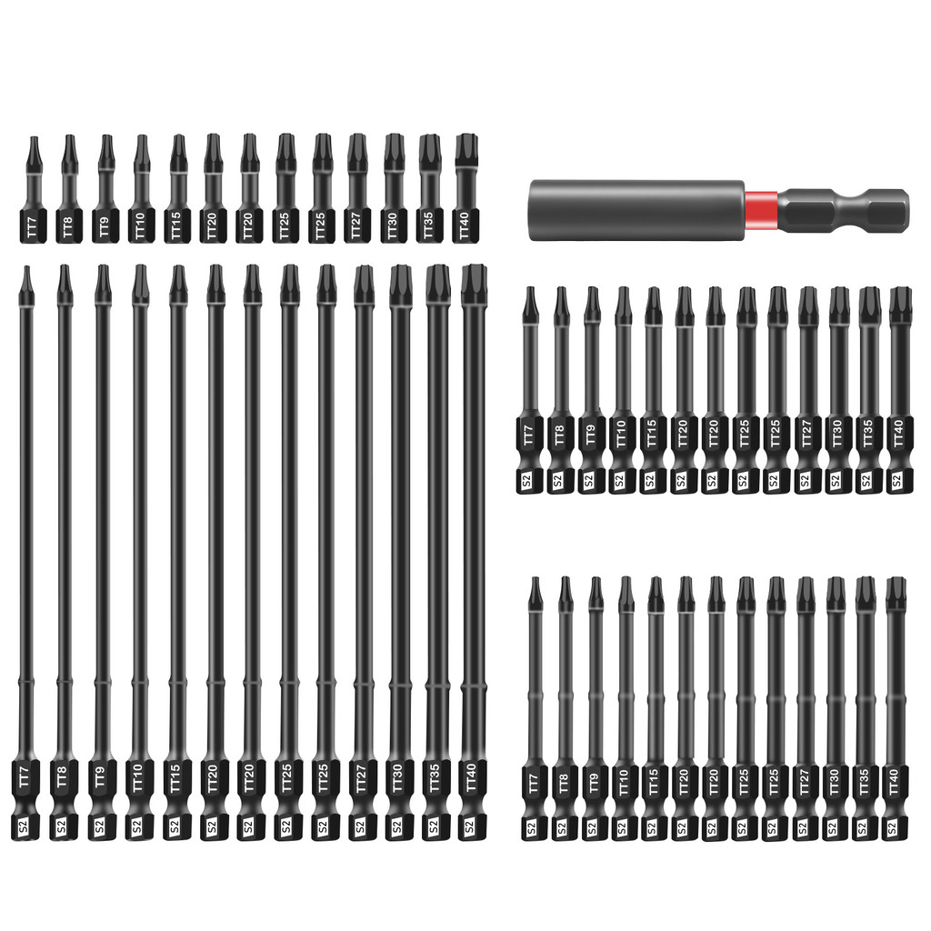 52 ชิ้น Torx ไขควงชุด Bit TT7 ถึง TT40 ความแข็งสูง Impact Bit ชุด 1/4 นิ้ว Hex Shank SHOPSBC6337