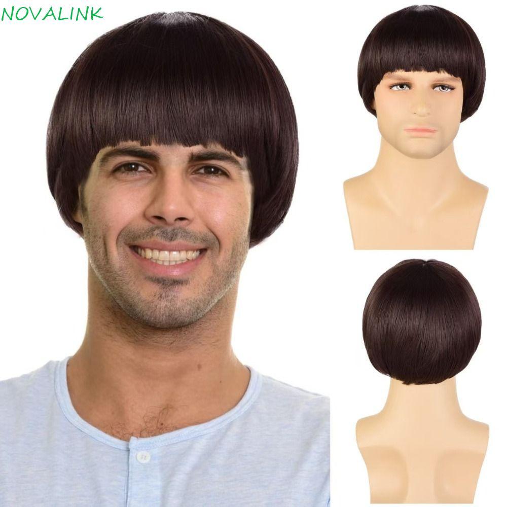 วิกผมสั้นเห็ดแบบอนิเมะสังเคราะห์ สไตล์ย้อนยุคสำหรับคอสเพลย์และเครื่องแต่งกายในปาร์ตี้หรือนIGHT CLUB