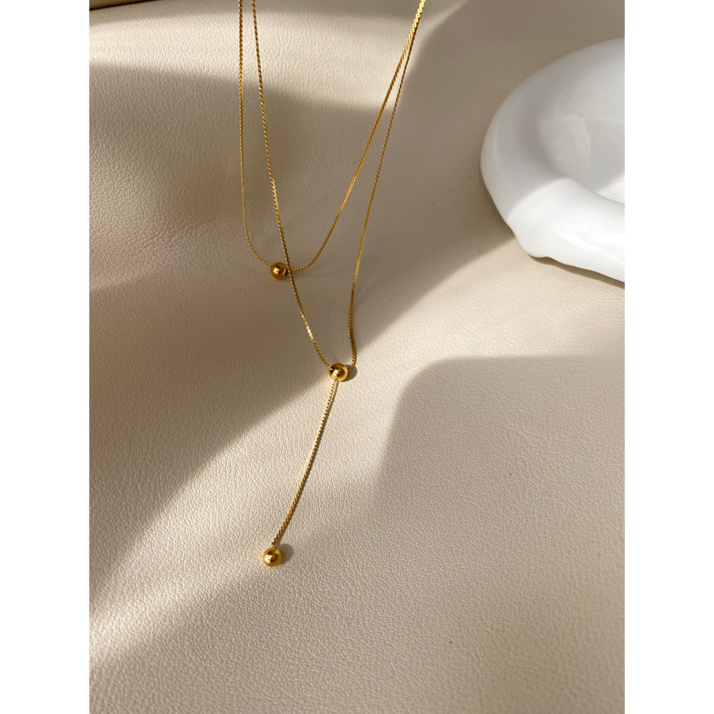 ที่แตกต่างกันK64 หรูหราNiche Design Double-Layerรอบลูกปัดสร้อยคอแฟชั่นIns Influencerสร้อยคอหญิง