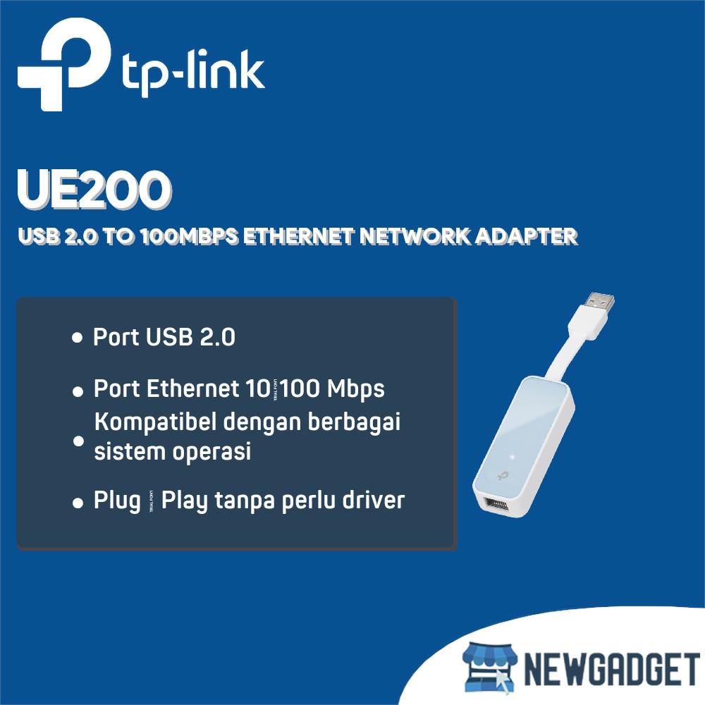 อะแดปเตอร์เครือข่ายอีเธอร์เน็ต TP-LINK UE200 USB 2.0 ถึง 100MBPS