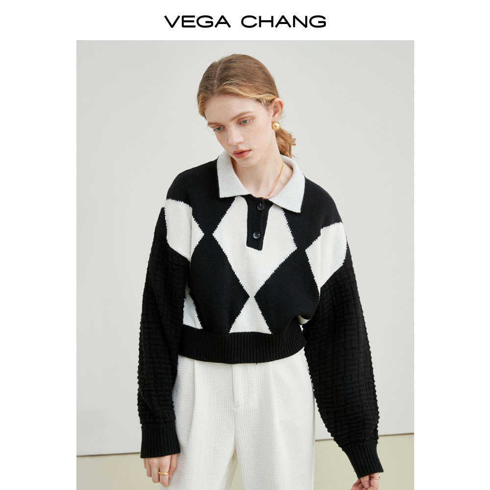 เสื้อกันหนาวผู้หญิง 2023 สไตล์เกาหลี แบบมุสลิน ผ้าแจ็คการ์ด คอปก พอลーシャirt