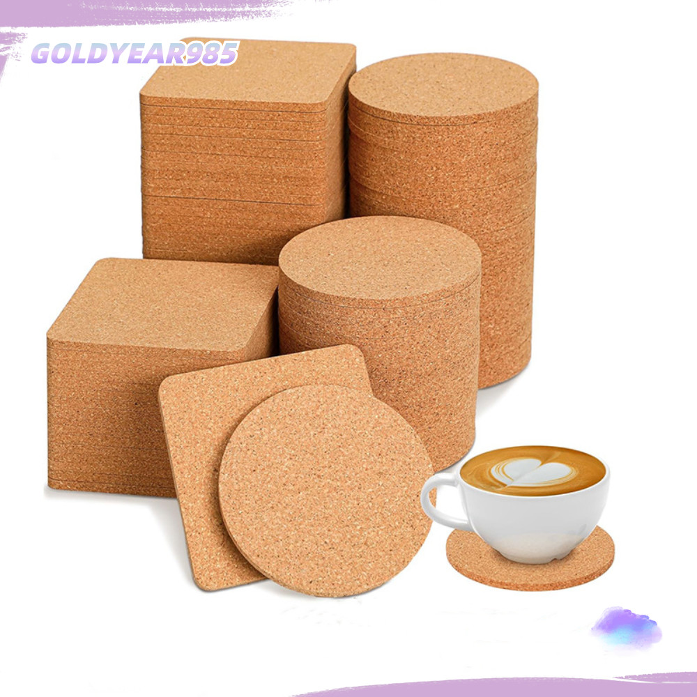 ทอง985เสื่อถ้วยน้ํา,ไม้สแควร์วงกลมรถไฟเหาะทําความสะอาดง่ายความร้อน-ฉนวน ไม้ก๊อก กันลื่นฉนวนเสื่อโต๊ะ