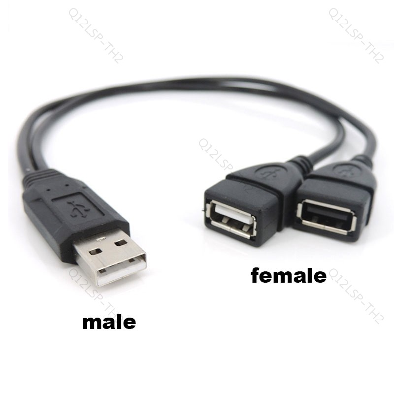 USB 2.0 USD ปลั๊กชาย 2 ทางหญิง Splitter ซ็อกเก็ต USB 2.0 สายไฟข้อมูลสายแหล่งจ่ายไฟเชื่อมต่อสาย TH12L