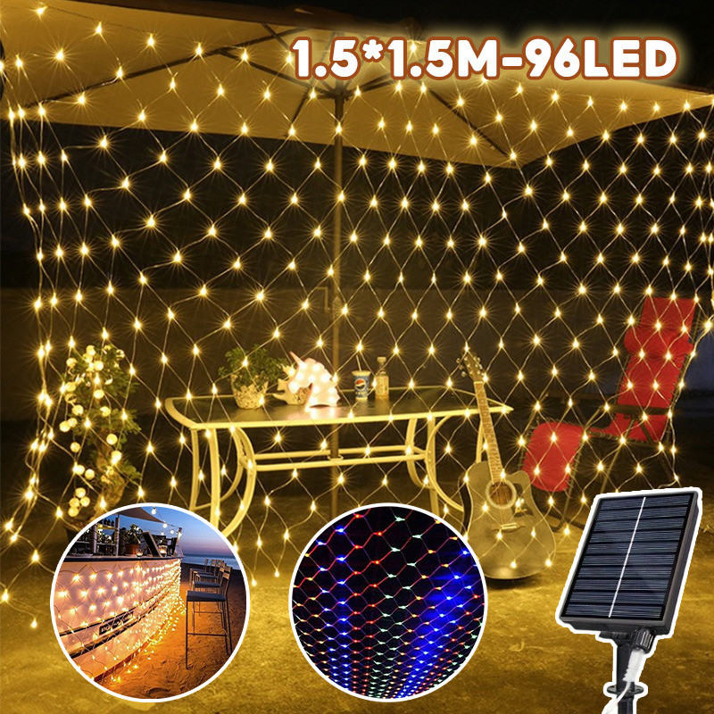 ไฟม่านกลางแจ้ง 1.5x1.5m/2x3m โซล่าเซลล์/plug สำหรับตกแต่งสวน คริสต์มาส งานแต่ง
