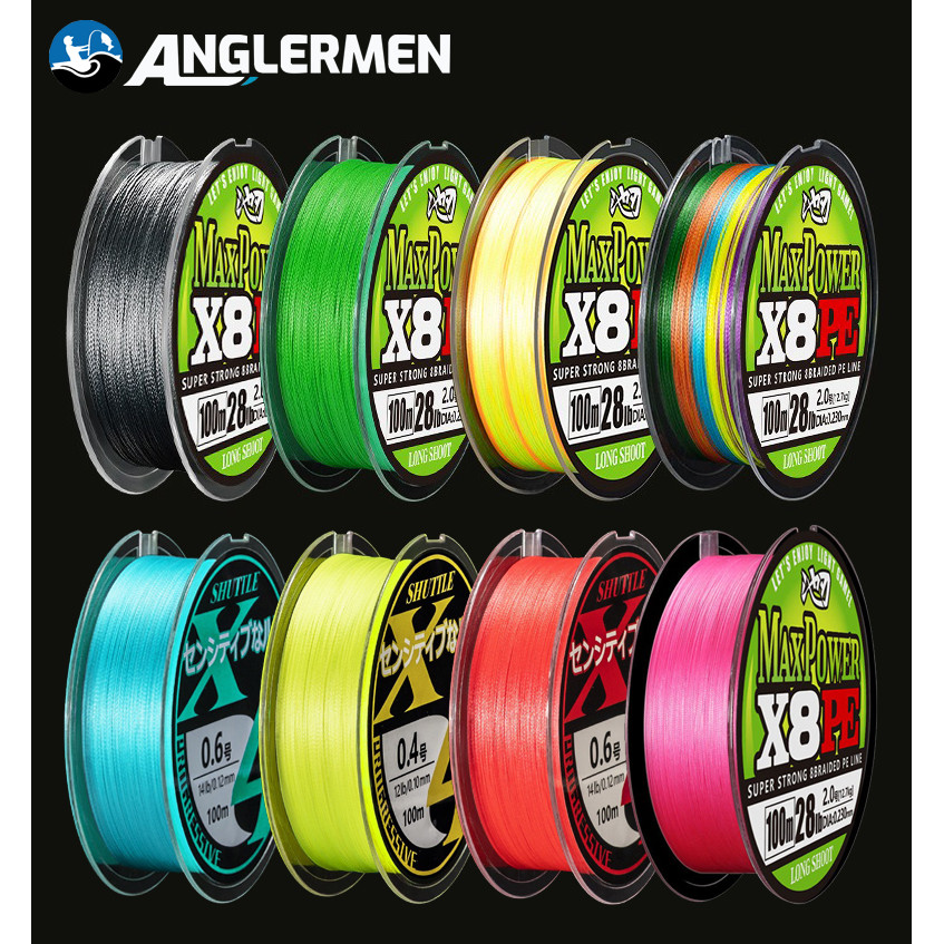 ANGLERMEN X8 PE สายตกปลาระดับพรีเมียมจากญี่ปุ่น 8 หุน มัลติฟิเลเมนท์ ความยาว 100 เมตร ทนทานสำหรับปลาขนาดใหญ่ 15-70 LB