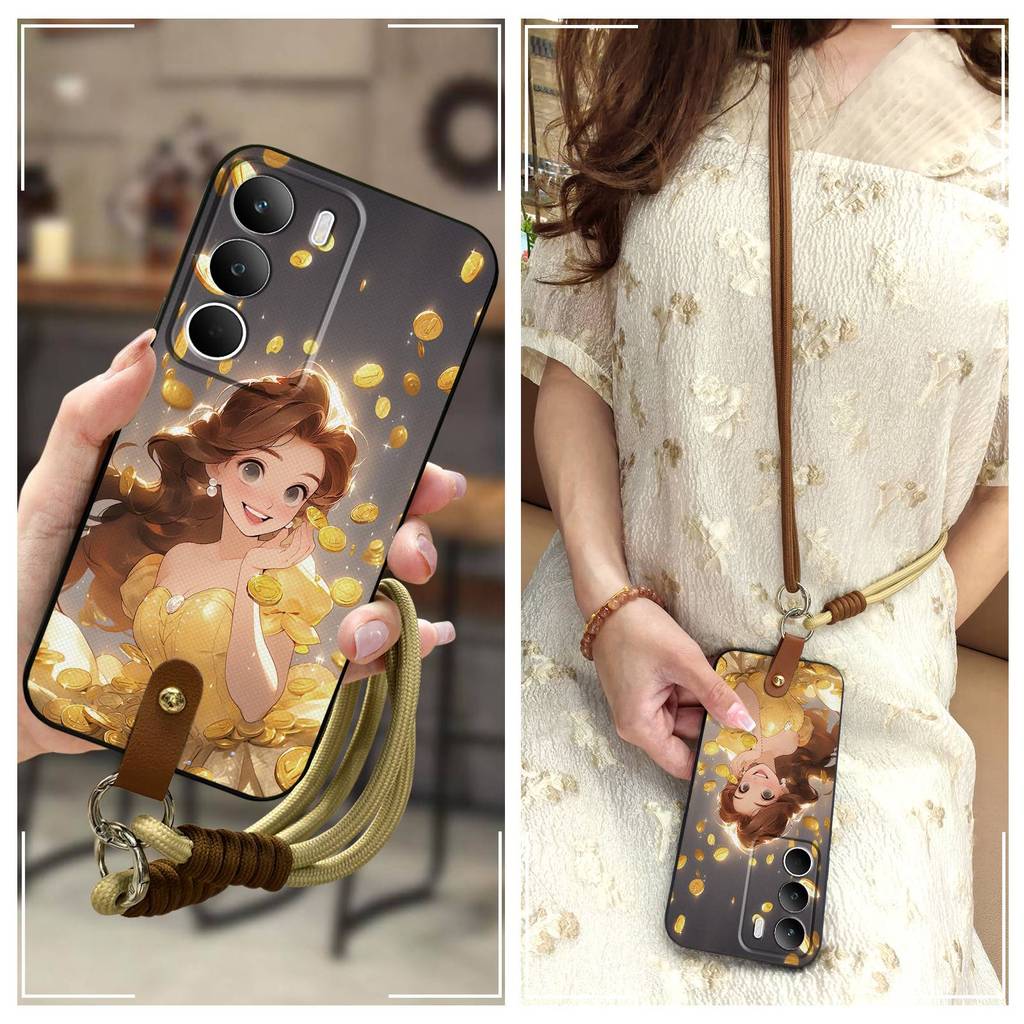 การ์ตูนกันน้ําเคสโทรศัพท์สําหรับOPPO Realme C71 4G Crossbodyเต็มห่อซิลิโคนGraffiti Lanyardทนทานปกหลั