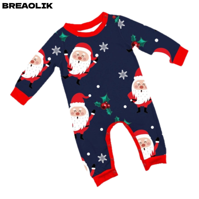 ชุดจับคู่สำหรับครอบครัว BREAOLIC, ชุดนอนลาย Santas น่ารักสำหรับครอบครัว, ชุดลอนจ์แวร์หน้าหนาวสำหรับท