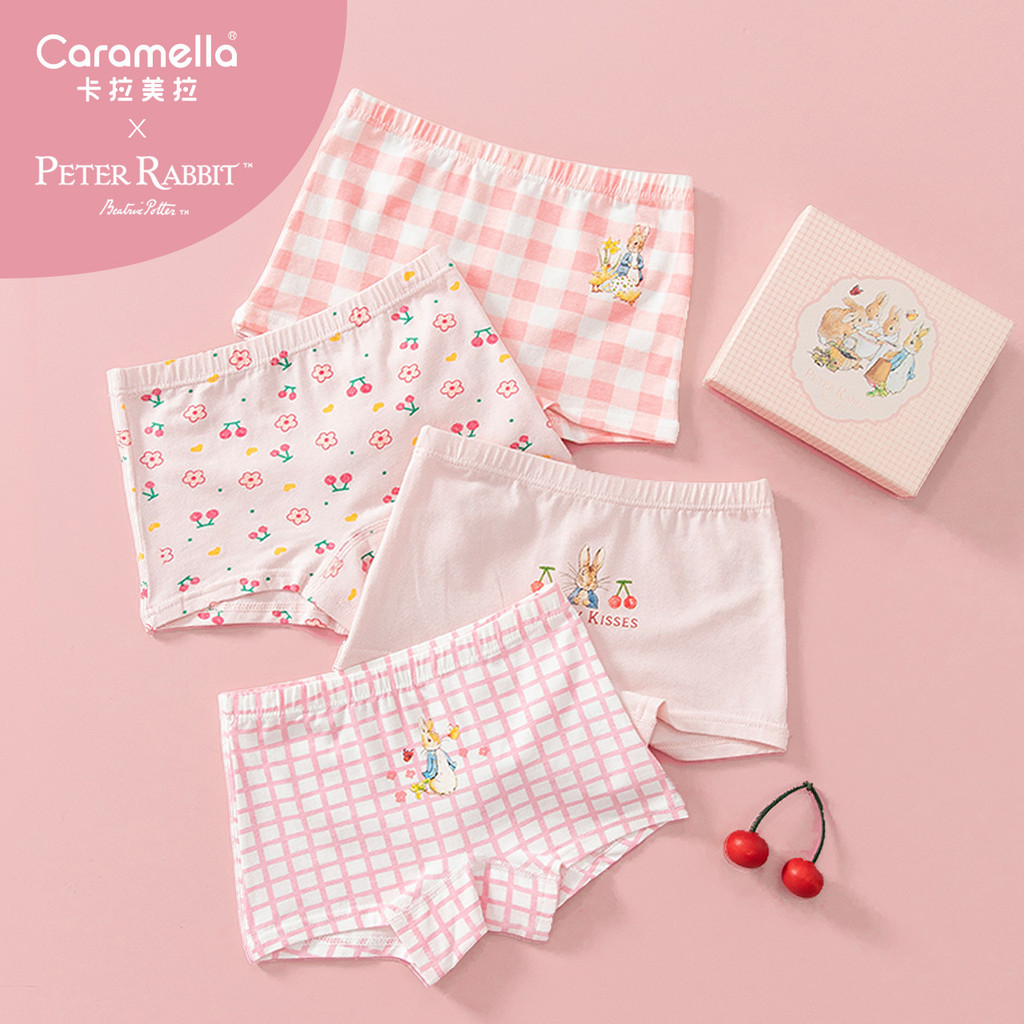 ชุดชั้นในเด็กผู้หญิง Peter Rabbit แบบสามเหลี่ยม พร้อมกางเกงขาสั้น ทำจากผ้าฝ้ายแท้ สวมใส่ง่ายและสบาย