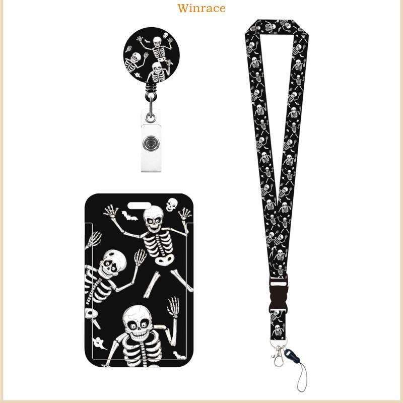 WRC ที่ใส่ป้ายการ์ดธีมฮาโลวีนพร้อมสายคล้องคอแบบถอดได้สําหรับสํานักงานโรงเรียน