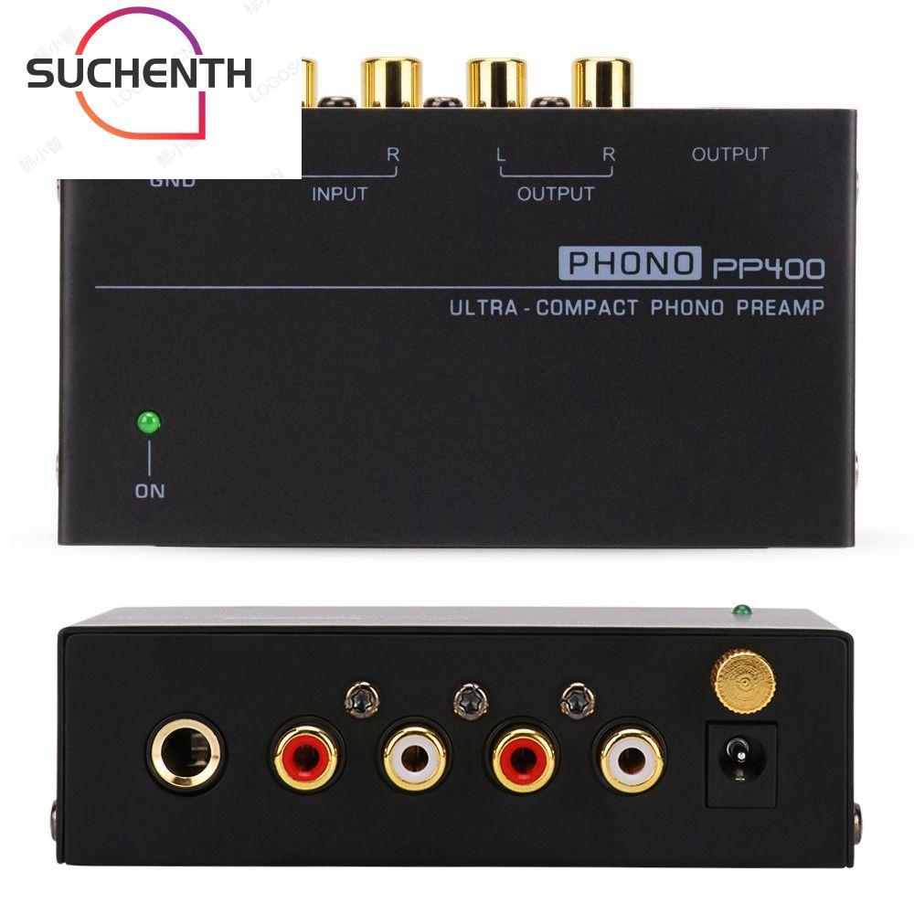 SUCHENCHEN PP400 Phono Preamp Preamplifier, อินเทอร์เฟซ TRS สีดําขนาดกะทัดรัดพิเศษ Preamplificador, 