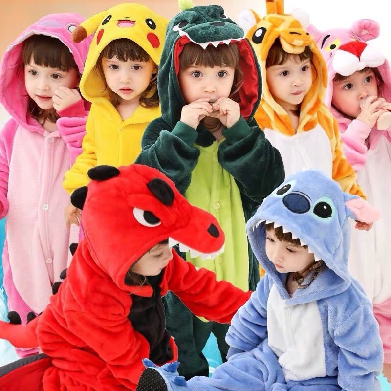 Stitch ไดโนเสาร์ Totoro ยีราฟ Onesies เด็กสัตว์ Jumpsuit หญิงชายคอสเพลย์ Pijama Costume64209 7689