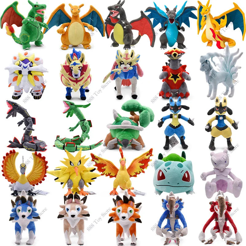 Shiny Charizard Plush Pokemon ของเล่นน่ารัก Mega Evolution X Charizard Articuno Lucario ตุ๊กตา Peluc