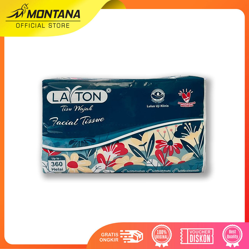 MONTANA Tissue Layton Facial soft Up To 360 Strands Layton Facial Tissue 100% Pulp