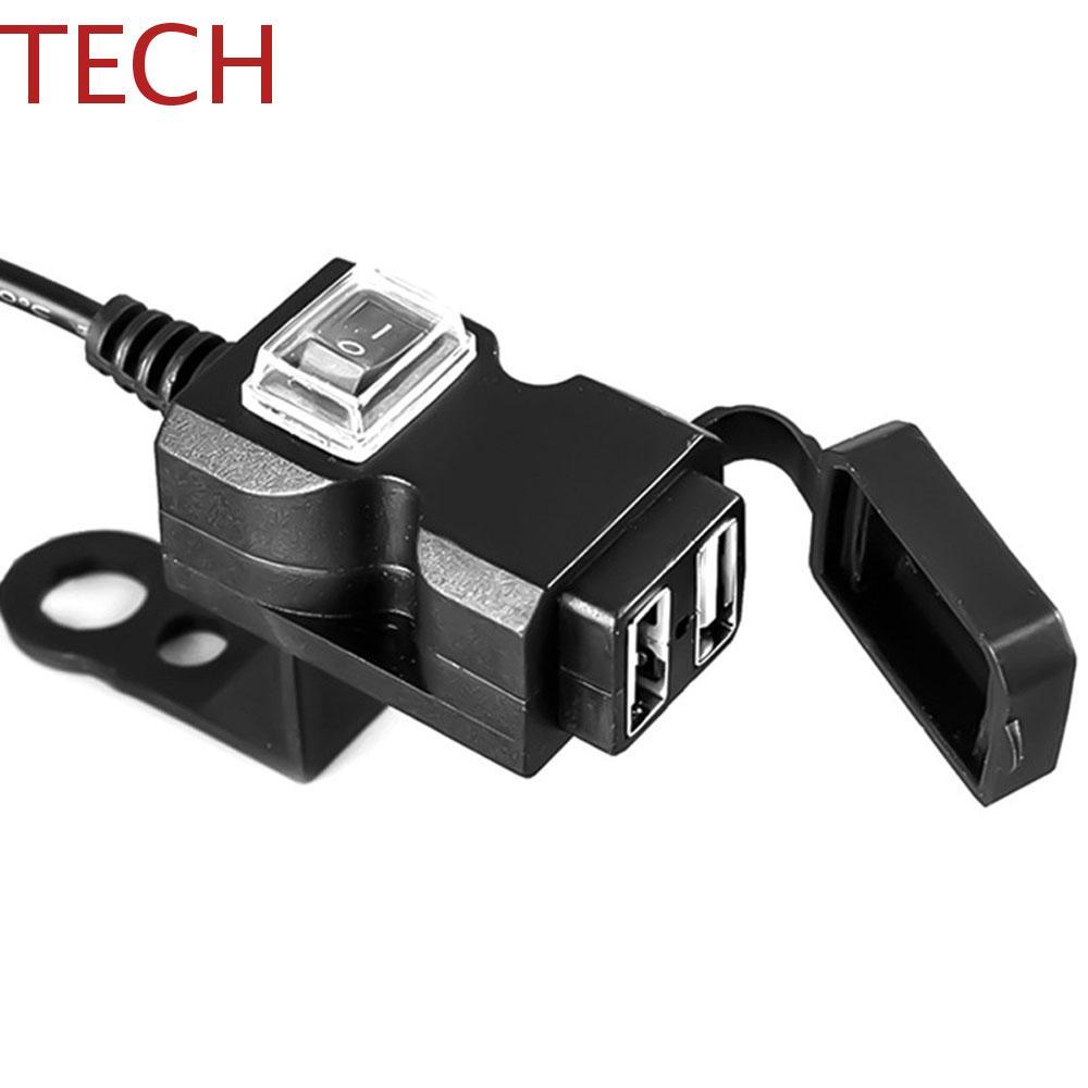 TECH เครื่องชาร์จรถจักรยานยนต์ 12V 5V 1A/2.1A ซ็อกเก็ตสําหรับโทรศัพท์โทรศัพท์มือถืออุปกรณ์เสริมรถจัก