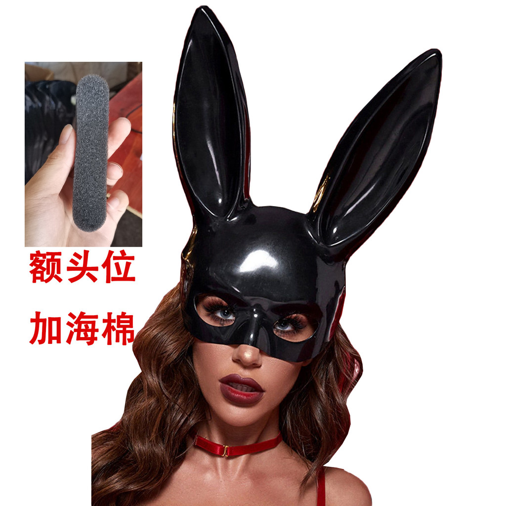 Addd Sponge Black Bunny Mask Halloween Bunny Props Mask Masquerade Show Bunny Ears