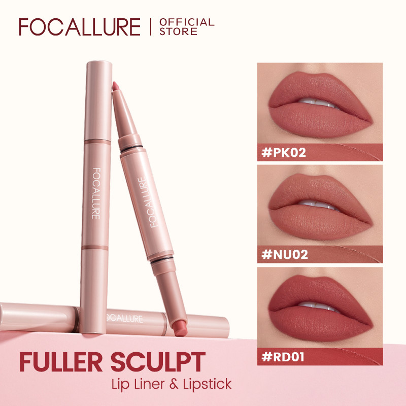 Focallure Fuller Sculpt Lip Liner ลิปสติก 2-in-1 Creamy Smooth Quick Pigmented